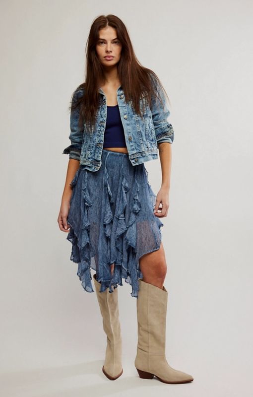 Free People Susanna Knee-Length Midi Skirt