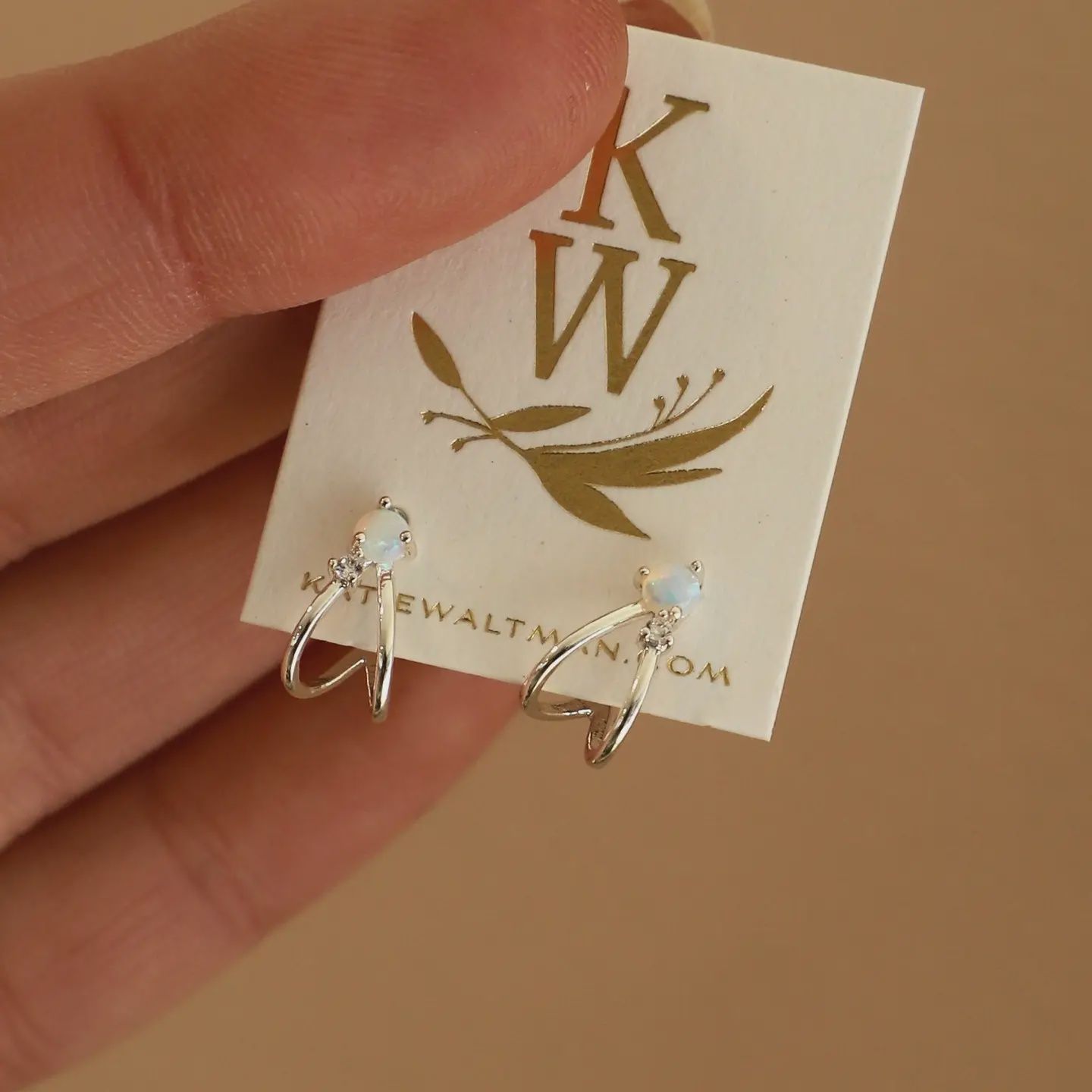 Katie Waltman Cyrus Silver Opal Stud Hoops
