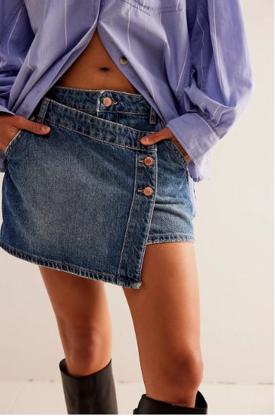 Free People We The Free Wynne Denim Skirt Cornflower