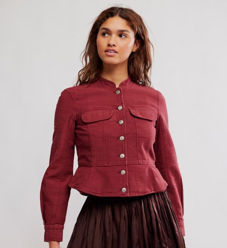 Free People Jocelyn Cotton Jacket Red Dahlia