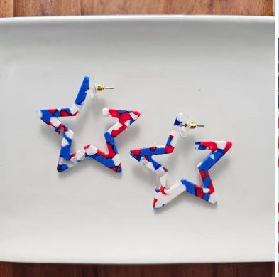 Star Hoops - Red, White &amp; Blue