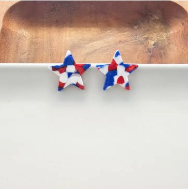 Liberty Star Studs - Red, White &amp; Blue
