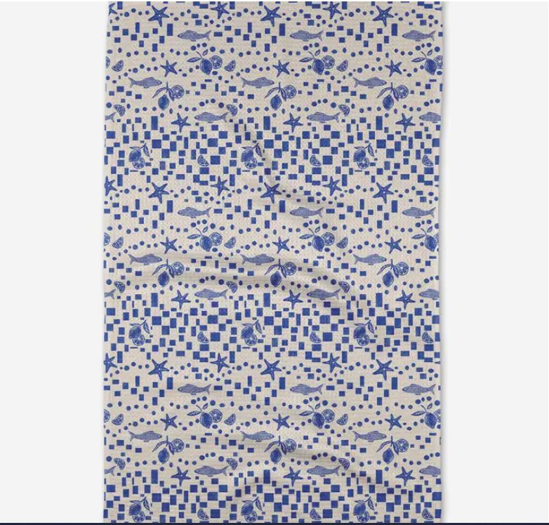 Geometry Santorini Tile Tea Towel