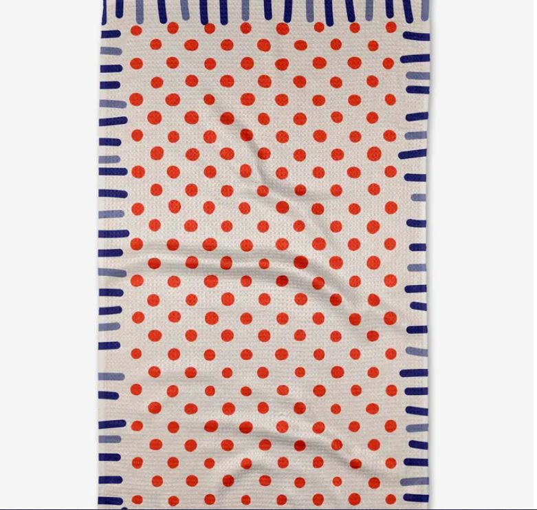Geometry Navy Fringe Tea Towel