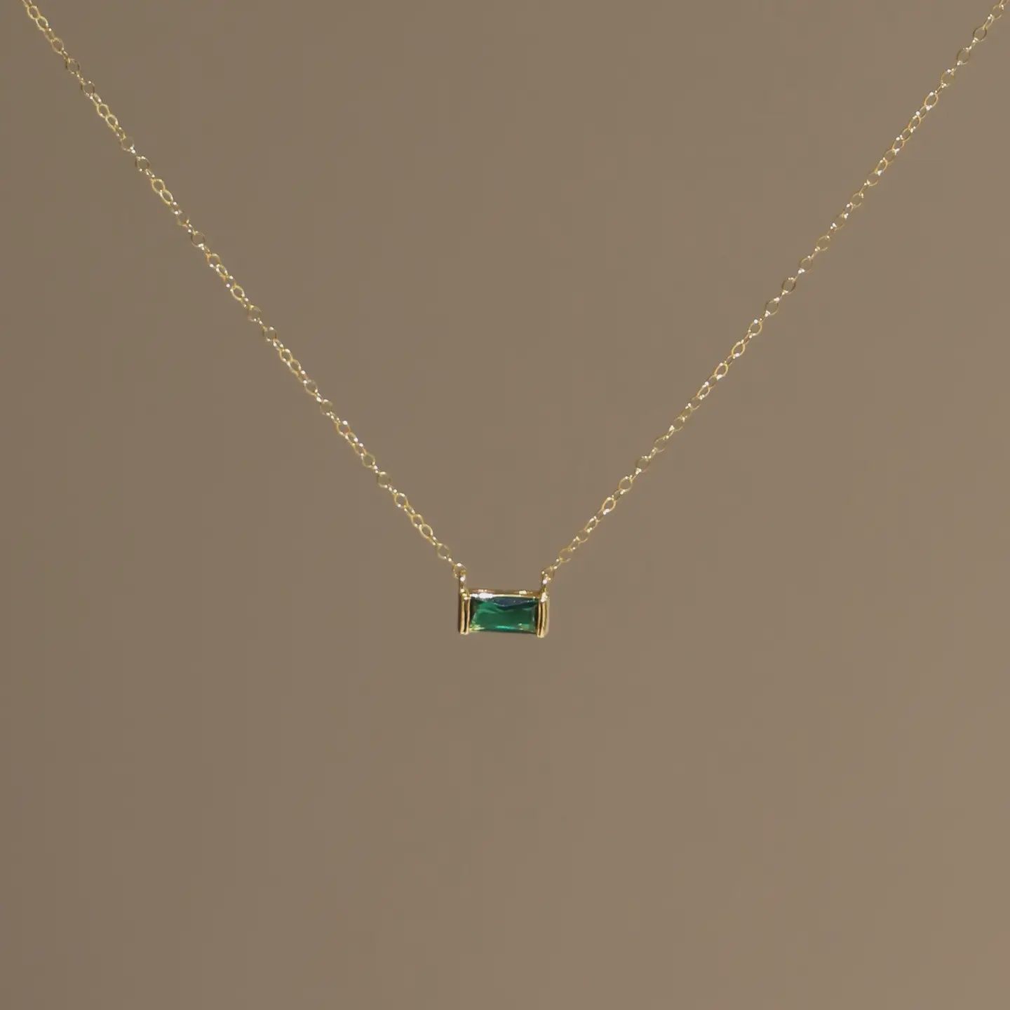Katie Waltman Floating Emerald Cz Baguette Necklace