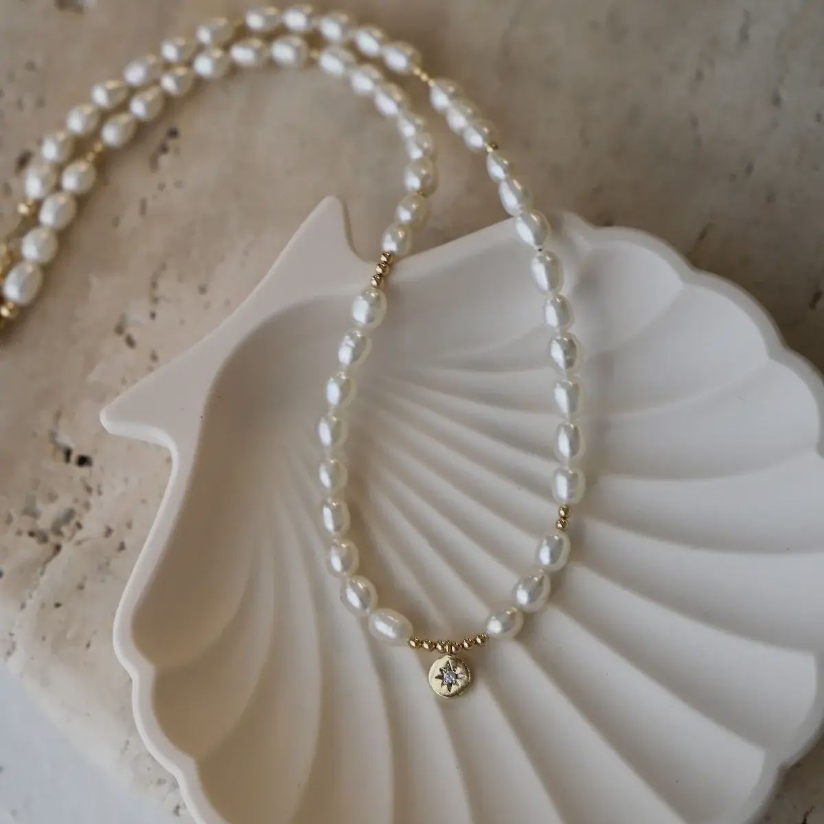 Katie Waltman Pearl Beaded Star Medallion Necklace