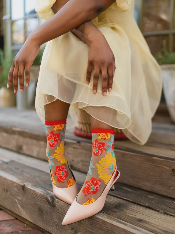 Sock Candy Flower Power Sheer Crew Sock