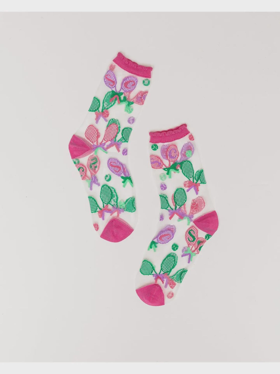 Sock Candy Tenniscore Ruffle Sheer Crew Sock