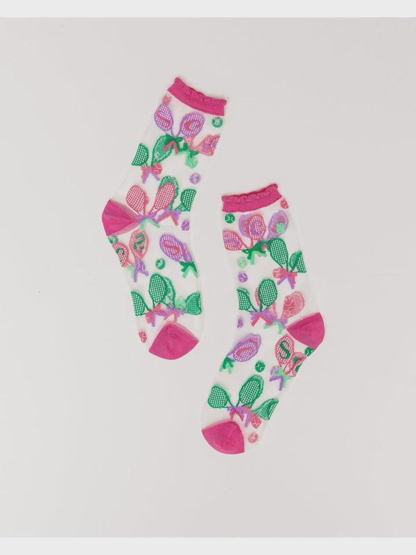 Sock Candy Tenniscore Ruffle Sheer Crew Sock