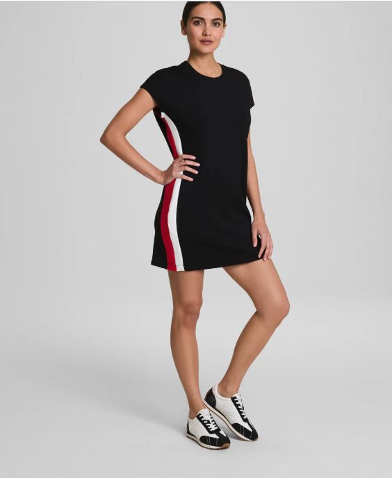 SPANX® AirEssentials Colorblock Mini T-Shirt Dress Very Black/Powder/Spanx Red