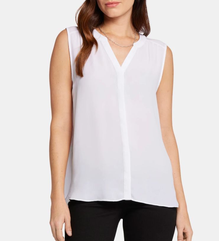 NYDJ Sleeveless Pintuck Blouse White