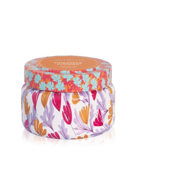 Capri Pineapple Flower Pattern Play Printed Travel Tin Candle