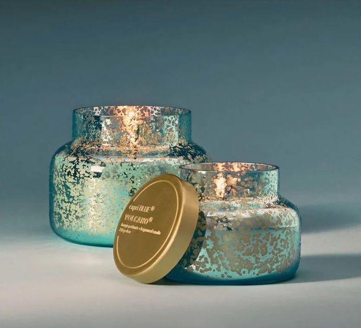 CAPRI VOLCANO AQUA OPALINE PETITE JAR, 8 oz