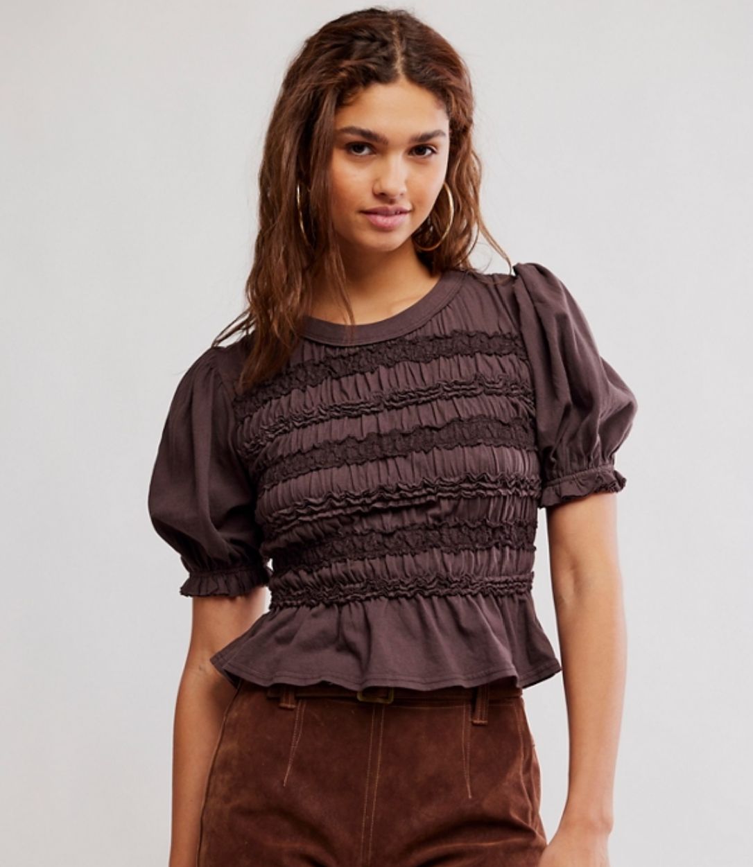 Free People Maxey Knit Top (French Chocolate)
