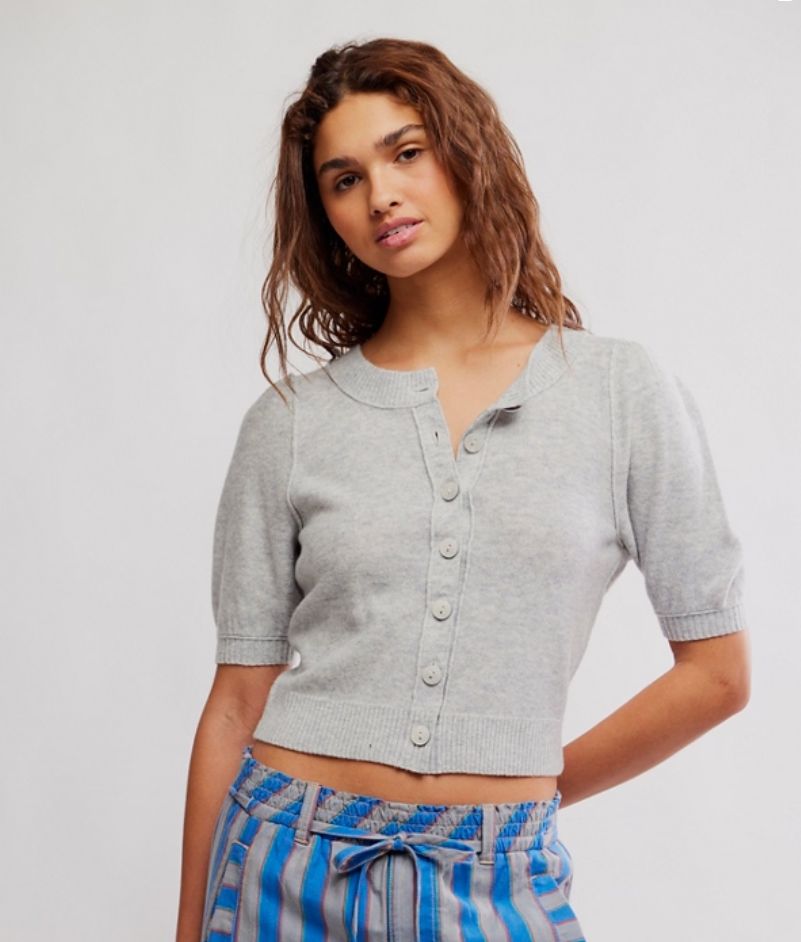 Free People Isla Cardi Grey Mineral Gray