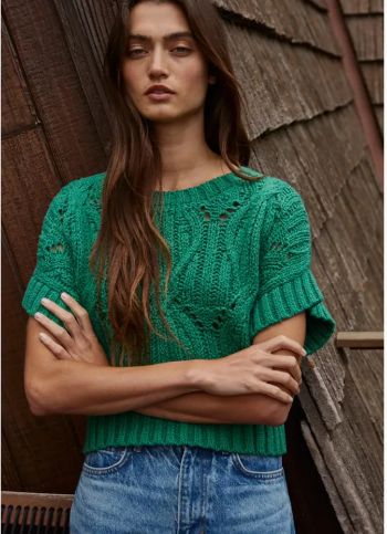 By Together Crochet Knit Sweter Dark Green