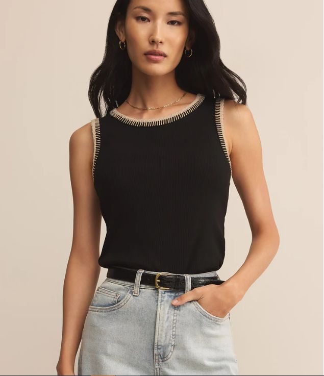 Z Supply Social Whipstitch Tank Black