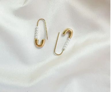 Natalie Claire Pearl Safety Pin Earrings