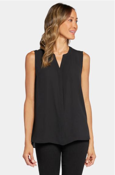 NYDJ Sleeveless Pintuck Blouse Black