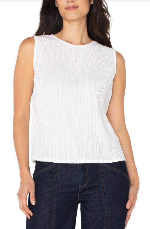 Liverpool Sleeveless Boat Neck Knit Top Vintage White