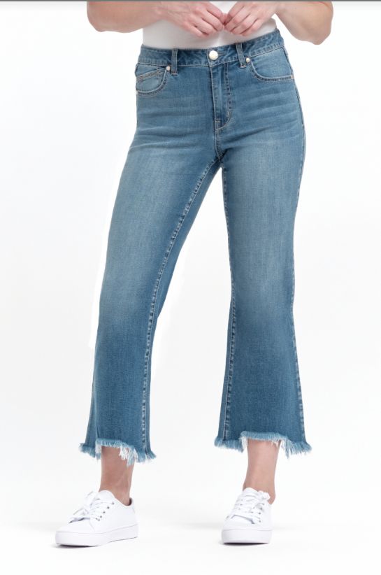 1822 Denim 26&quot; DEMI BOOT HIGH RISE W/ SMALL SHARKBITE AT HEM (Hugh)