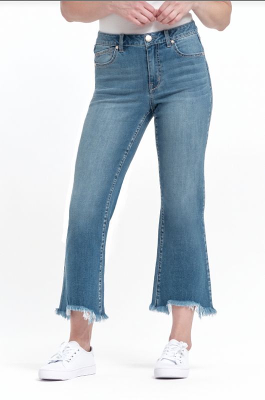 1822 Denim 26&quot; DEMI BOOT HIGH RISE W/ SMALL SHARKBITE AT HEM (Hugh)