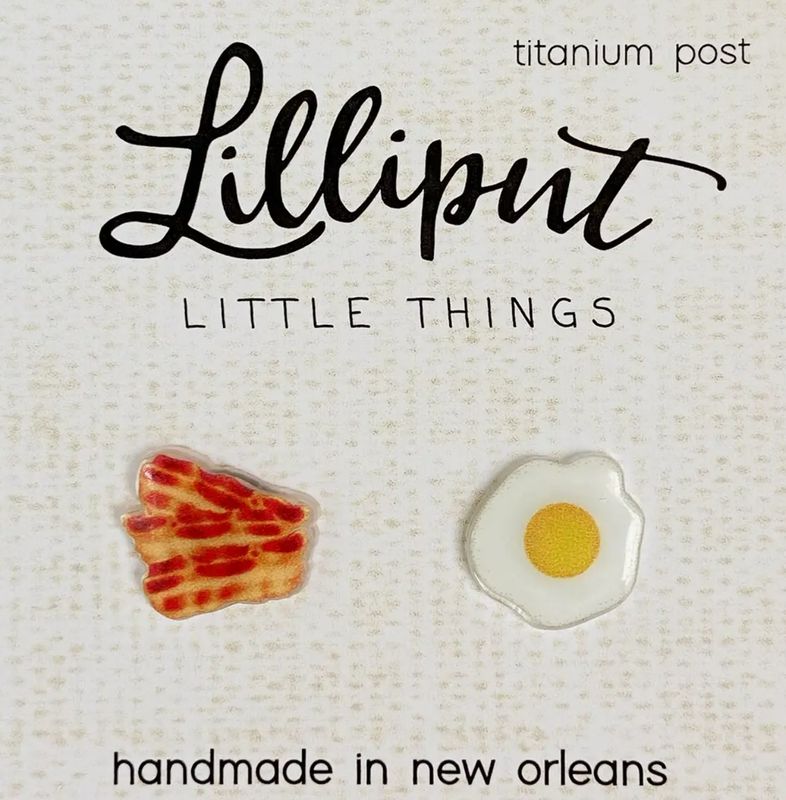 Lilliput Little Things Bacon and Eggs Earrings