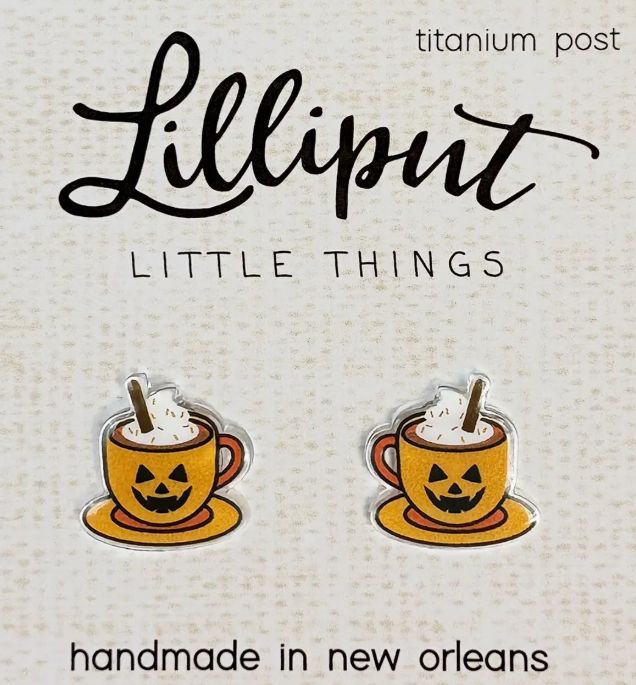 Lilliput Little Things Pumpkin Spice Latte Halloween Earrings
