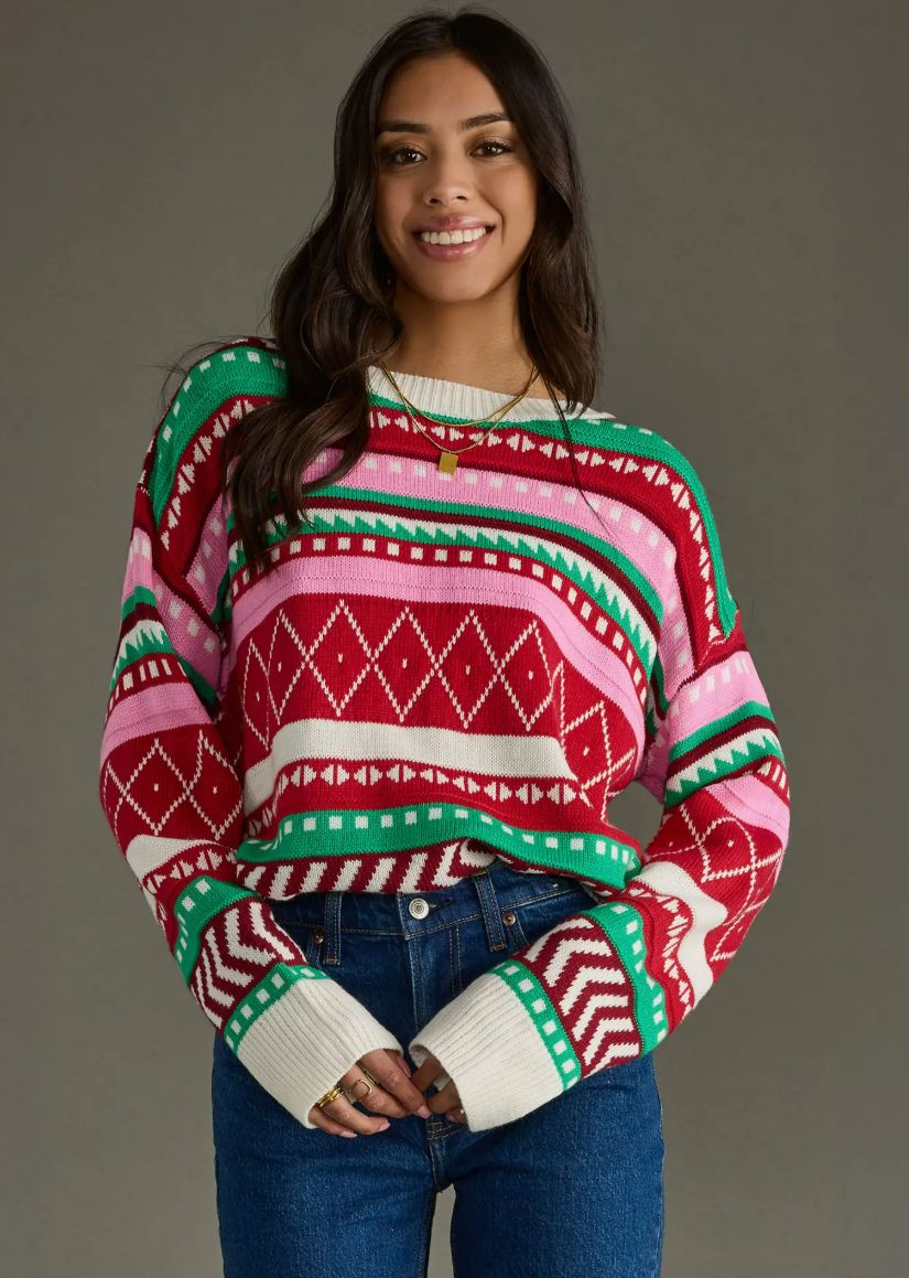 Multicolored Winter Pattern Sweater