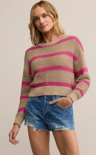 Z Supply Broadbeach Striped Sweater (Biscuit)