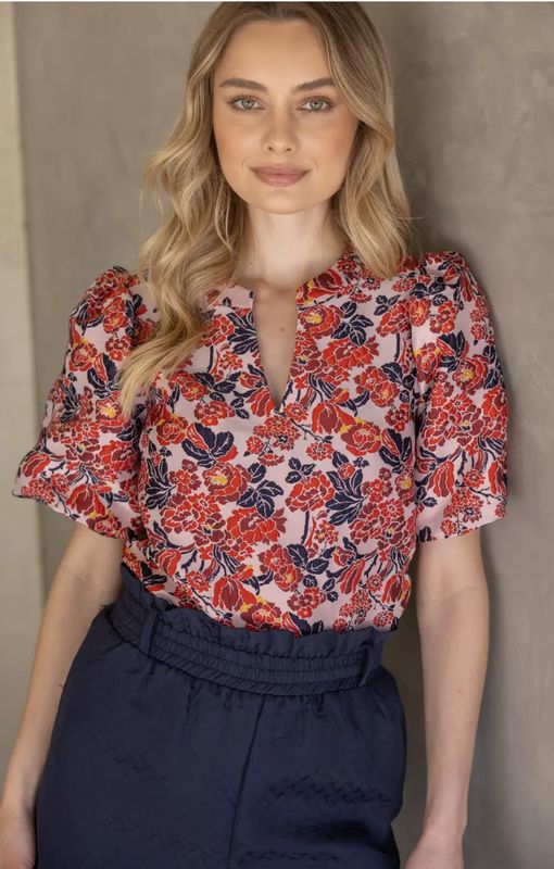 Multi Color Floral Jacquard Top