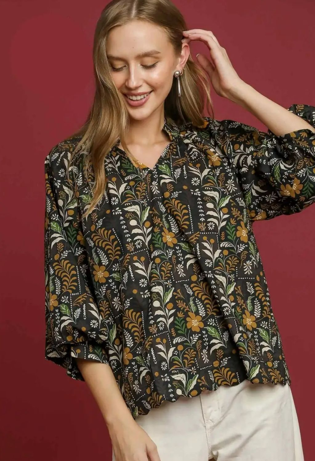Floral Print Blouse (Black Mix)