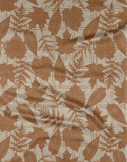 Geometry Autumnal Leaves Gold Tea Towel