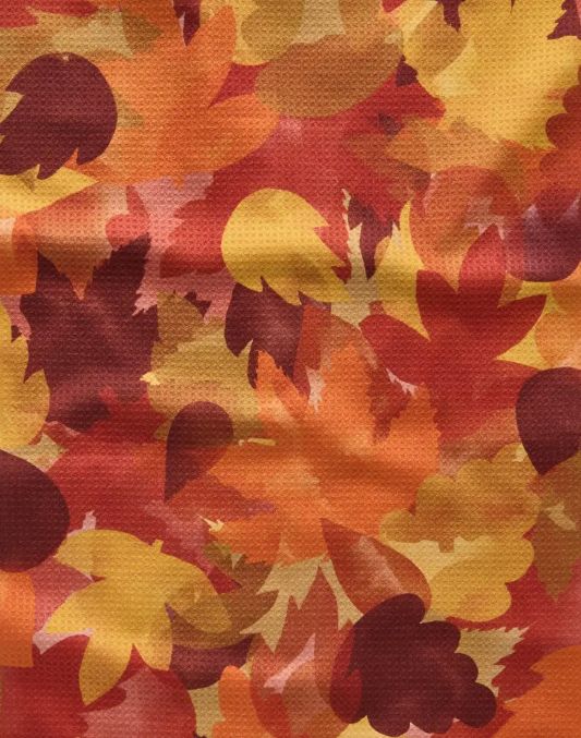Geometry Watercolor Fallen Leaves Tea Towel