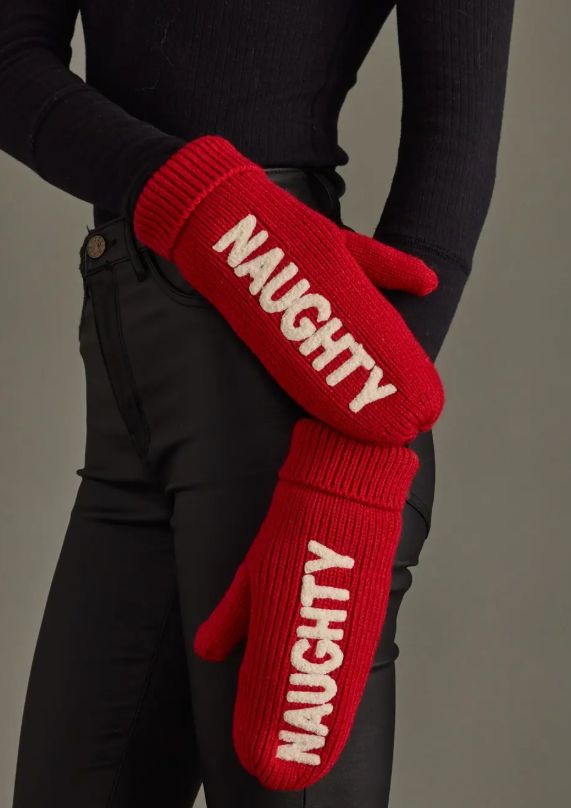Naughty Knit Mittens (Red)