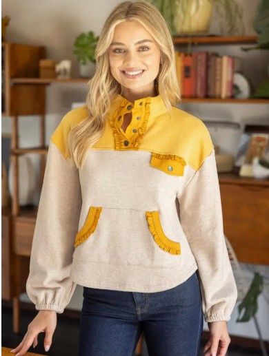 Color Block Quarter Snap Button Sweatshirt