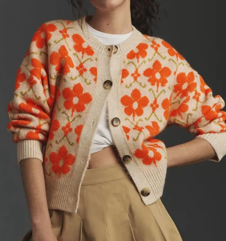 Elegant Pop Floral Button Down Cardigan