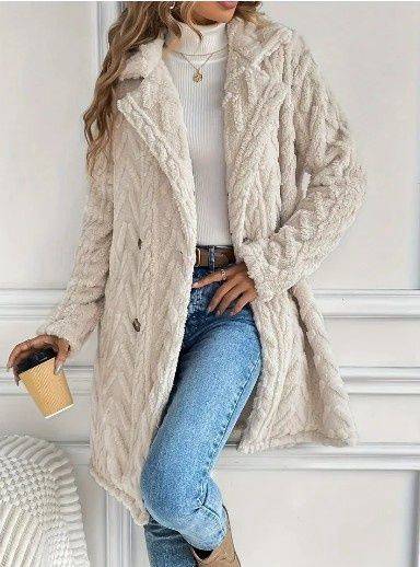 Reversible Plush Slip Pockets Coat (Beige)