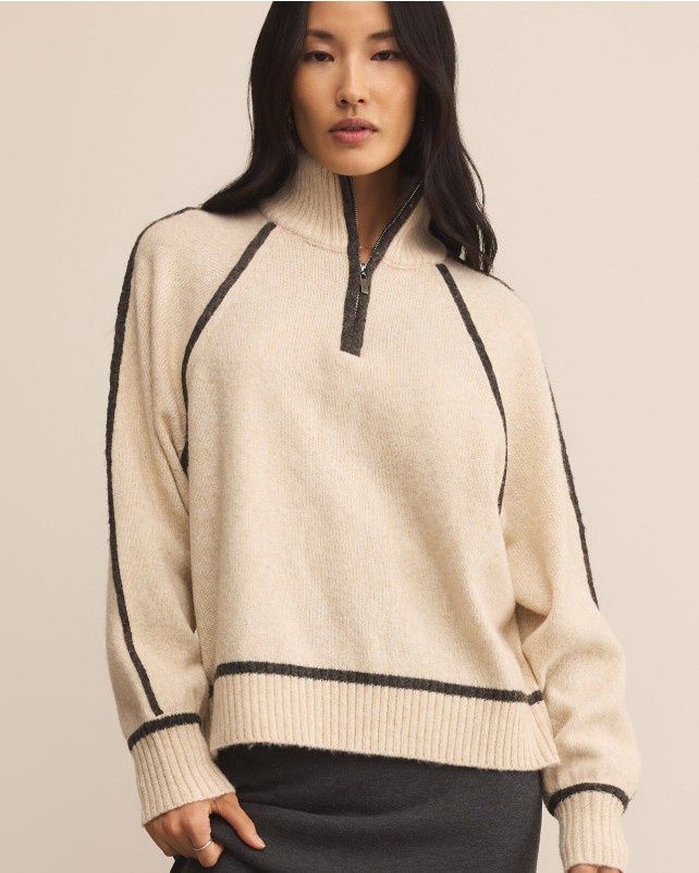 Z Supply Alps Half Zip Sweater (light Oatmeal Heather)