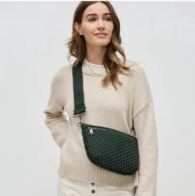 Sol and Selene Etheral Woven Neoprene Crossbody Bag (Olive)