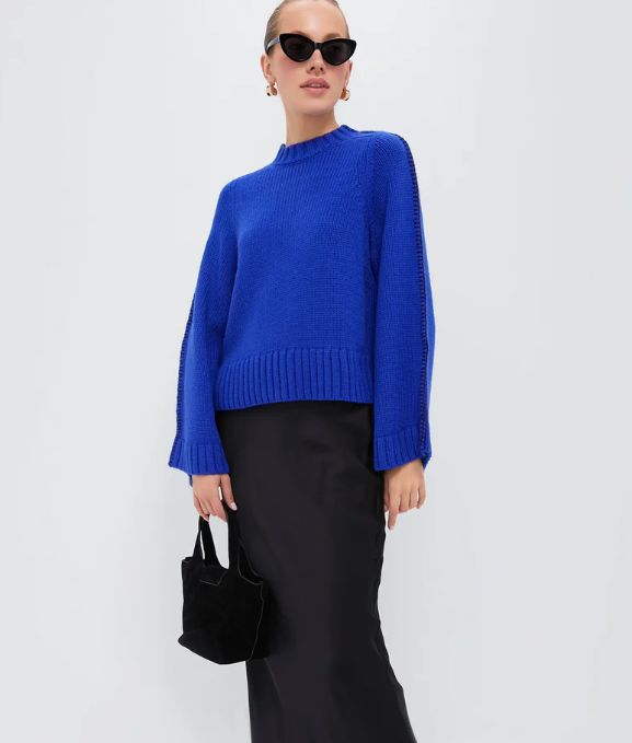 Hyacinth House Sapphire Bell-Sleeve Butler Sweater
