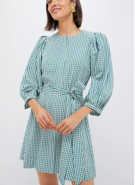 Pomander Place Green Gingham Seersucker Cordelia Dress