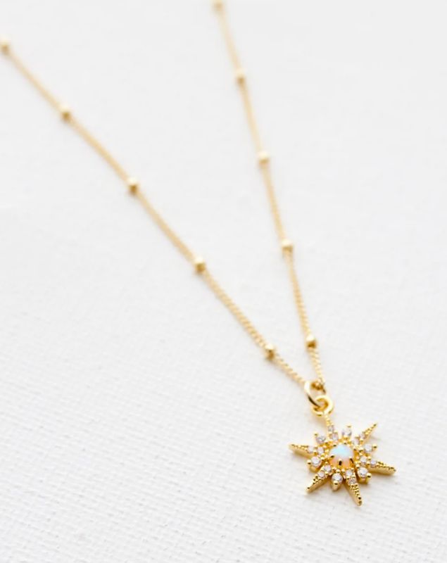 Katie Waltman Opal Starburst Necklace (Gold)