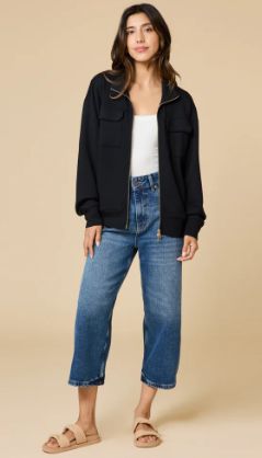 Softies Dream Tech Double Zip Bomber Jacket (Black)