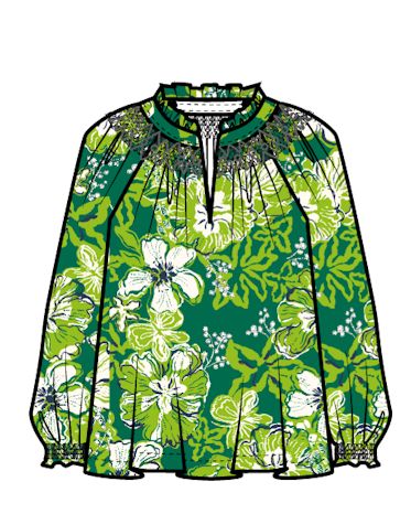 Lilly Pulitzer Lourdes Long Sleeve Top (Fiddle Leaf Green Once and Floral)