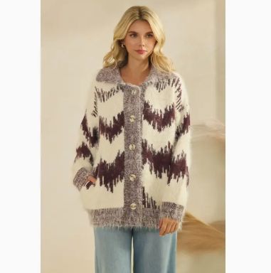 Slouchy Fuzzy Sweater (Wine)