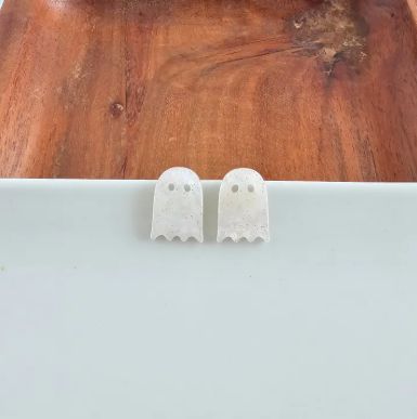 Mini Ghost Studs - White Shimmer