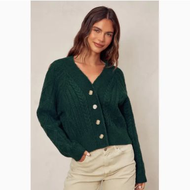 Fuzzy Cable Cardigan (Dark Hunter)