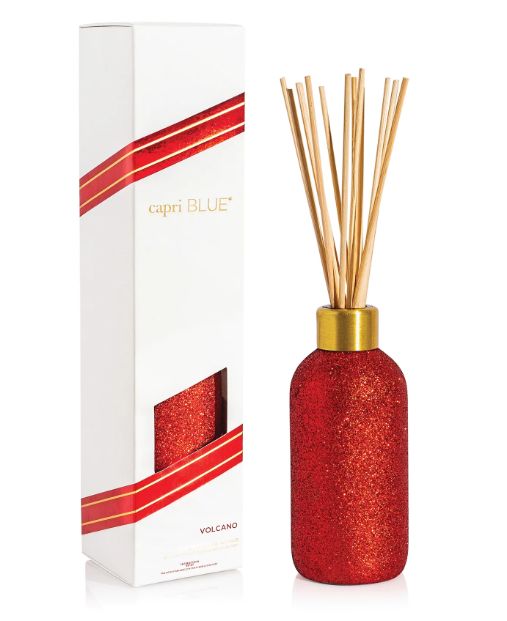 Capri BLUE Glam Red Glitter Reed Diffuser 8 oz (Volcano)