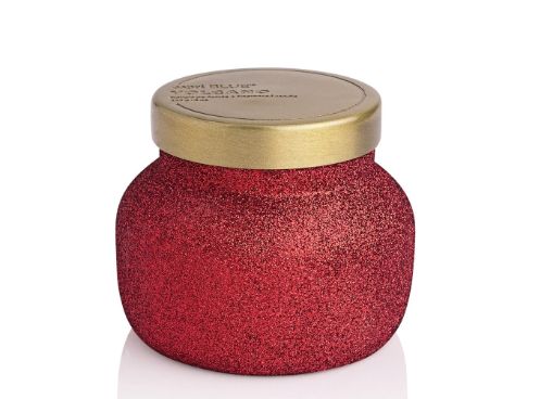 Capri BLUE Red Glitter Candle 8 oz (Volcano)